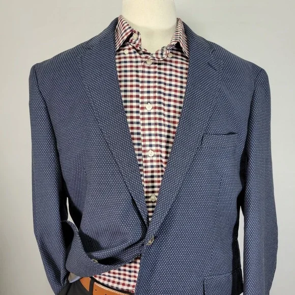 Joseph Abboud Men's Sport Coat Blazer Two Button Navy Polka Dots‎ Size XXL